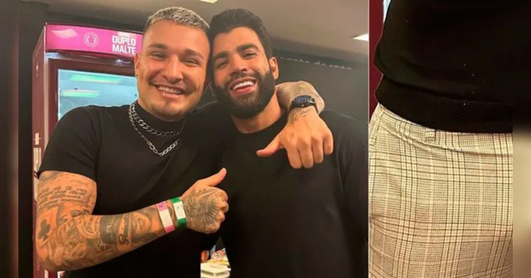 Imagem ilustrativa da notícia Mc Gui posa com Gusttavo Lima e volume na calça surpreende