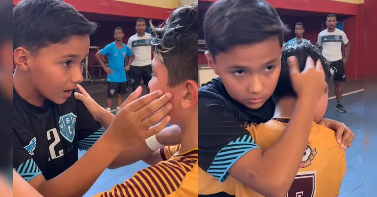Imagem ilustrativa da notícia Vídeo: garoto viraliza ao consolar amigo após derrota