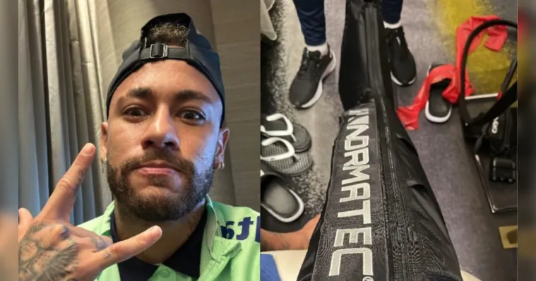 Imagem ilustrativa da notícia Neymar posta foto tratando tornozelo inchado: "Bora"