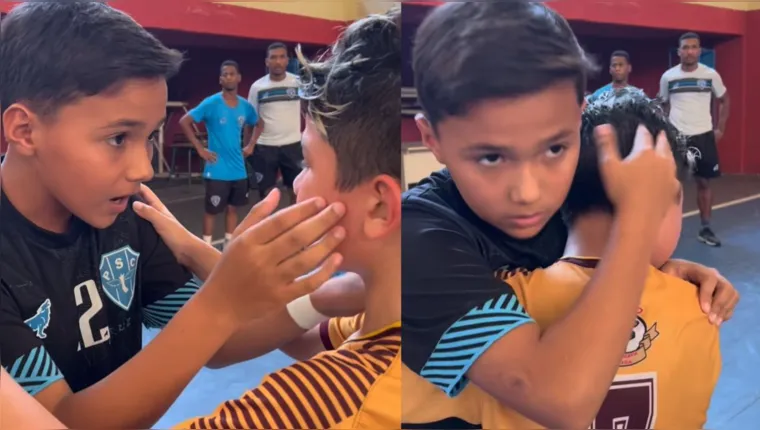 Imagem ilustrativa da notícia Vídeo: garoto viraliza ao consolar amigo após derrota