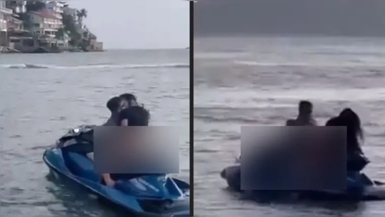 Imagem ilustrativa da notícia Vídeo: casal é flagrado transando no meio do mar em jet ski