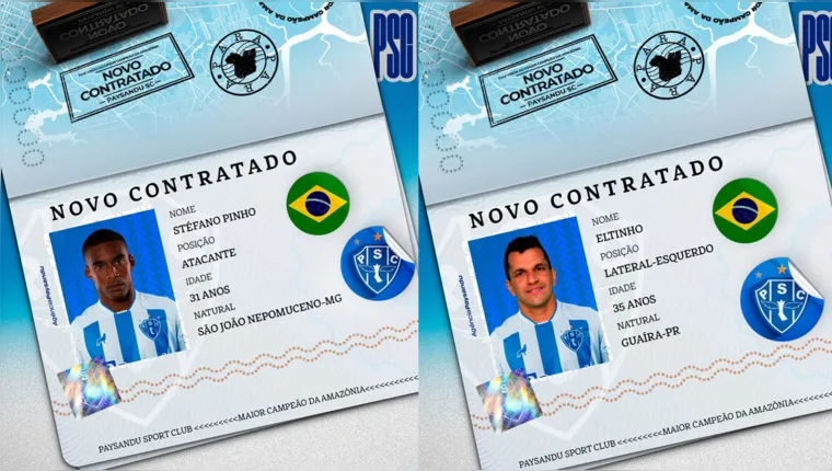 Imagem ilustrativa da notícia Trintões na área! Paysandu anuncia atacante e um lateral 