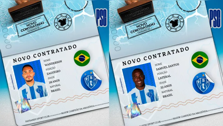 Imagem ilustrativa da notícia Paysandu anuncia zagueiro e veterano lateral para 2023