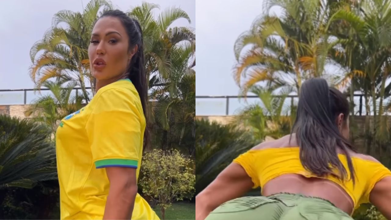 Sexy: Gracyanne Barbosa rebola em clima de Copa do Mundo