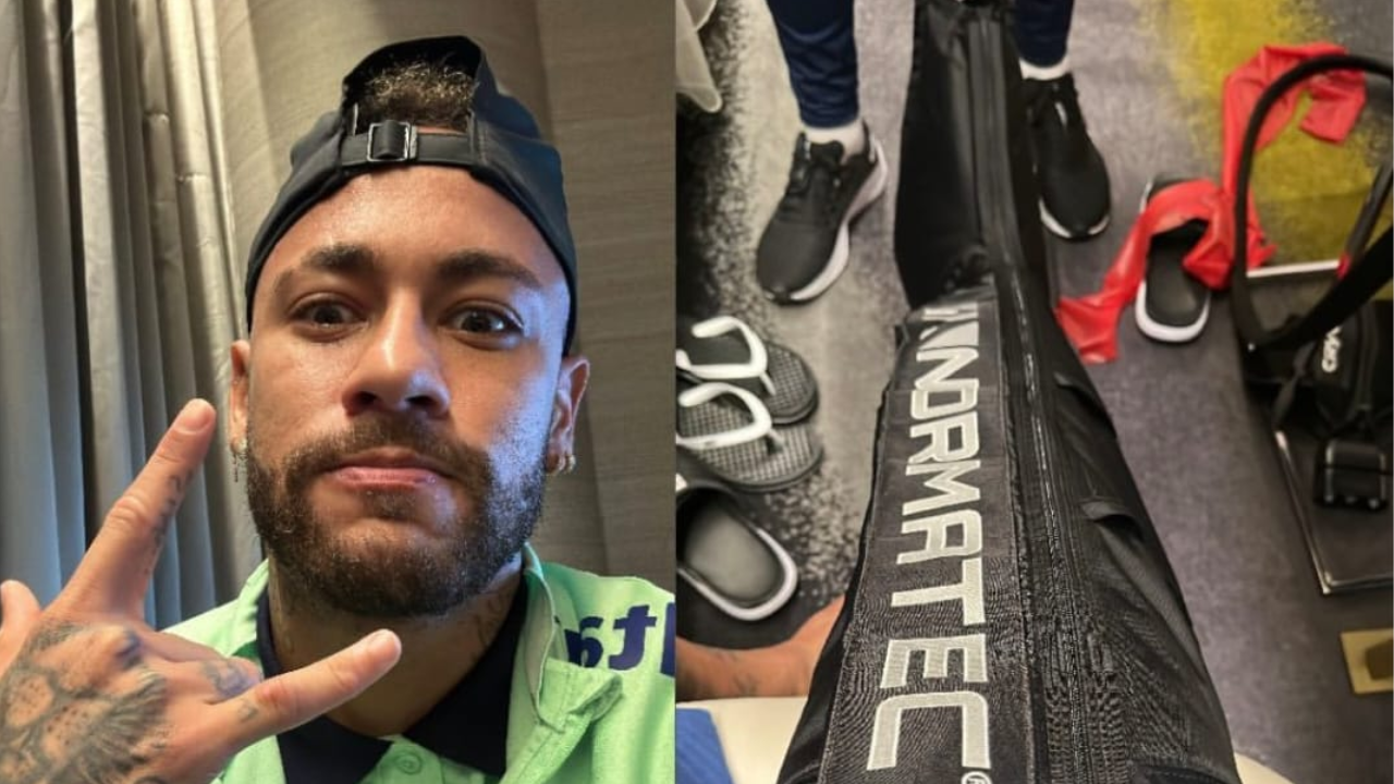 Neymar posta foto tratando tornozelo inchado: "Bora"