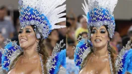 Mulher Abacaxi roubou a cena após desfilar com os seios à mostra. Atitude fez com que o marido da rainha de bateria acabasse com o casamento entre eles