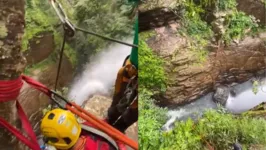 Após a força da correnteza subir, o turista tentou agarrar uma bolsa de um dos amigos, mas foi levado pela enxurrada.