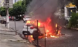 Carro foi completamente destruído pelo fogo