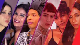 Da esquerda para a direita: Ana Maria Vizeu (mulher cis), Nayana Batista (mulher cis), Lana Larrá (mulher travesti), Alice de Oliveira (mulher trans), Agnes Lucius (mulher trans) e Uỳara Amanaỳara (mulher travesti)