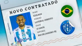 Edílson chega ao Paysandu para disputar posição com Samuel Santos, que ainda se recupera de lesão.