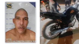 O suspeito do crime foi detido; a motocicleta preta foi usada no crime