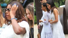 As filhas de Glória Maria chegam ao velório da jornalista, na manhã desta sexta-feira (3), no Rio de Janeiro