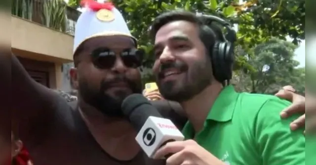 Imagem ilustrativa da notícia Repórter fica envergonhado ao receber cantada de folião