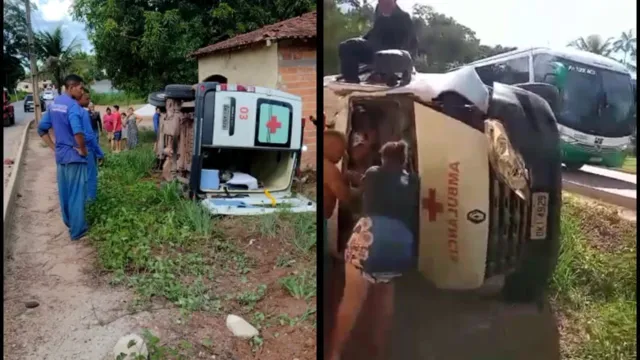 Imagem ilustrativa da notícia Vídeo: ambulância em alta velocidade capota no Pará