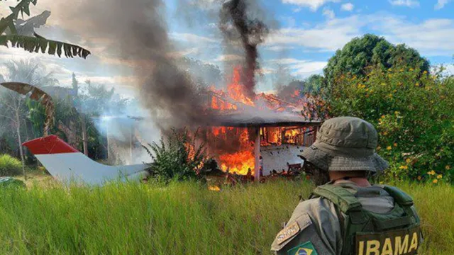 Imagem ilustrativa da notícia Operação destrói avião e trator do garimpo em área yanomami