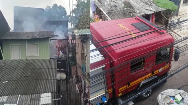 Imagem ilustrativa da notícia Vídeo: Incêndio atinge casas de madeira na Terra Firme