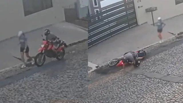 Imagem ilustrativa da notícia Vídeo: homem derrapa de moto ao apalpar mulher na rua