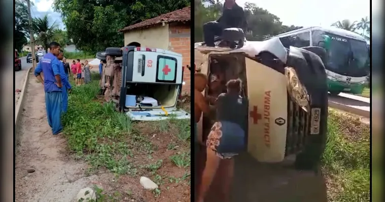 Imagem ilustrativa da notícia Vídeo: ambulância em alta velocidade capota no Pará