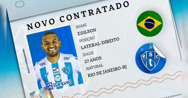 Imagem ilustrativa da notícia Paysandu confirma contratação de lateral campeão brasileiro