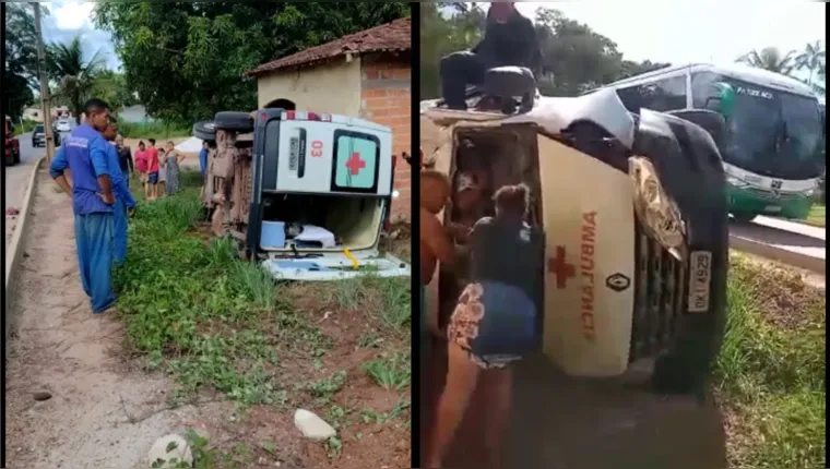 Imagem ilustrativa da notícia Vídeo: ambulância em alta velocidade capota no Pará