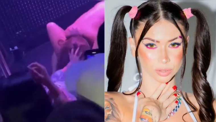 Imagem ilustrativa da notícia Vídeo: Mc Pipokinha recebe sexo oral de fã durante show