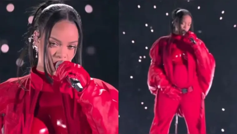 Imagem ilustrativa da notícia Rihanna flutua e anuncia 2ª gravidez durante o Super Bowl
