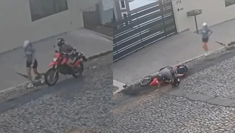 Imagem ilustrativa da notícia Vídeo: homem derrapa de moto ao apalpar mulher na rua
