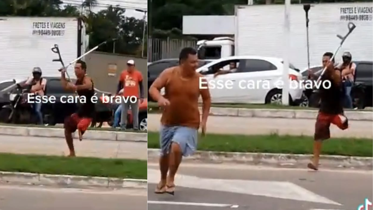 Vídeo: pedinte sem uma perna corre e ameaça homem em Belém