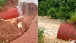 A água danificou significativamente o aterro que suporta uma boeira no km 130 da BR-230