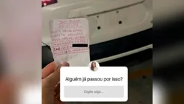 Suspeito deixou recado anotado em papel no carro da vítima