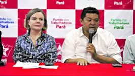 Gleisi e Beto Faro em reunião do PT no Pará