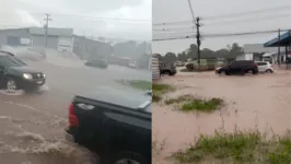 Trecho da BR-316 ficou alagado após o rio Uriboca transbordar em decorrência do temporal que castigou a Grande Belém na tarde desta terça-feira (2)