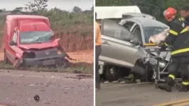 Uma equipe do Corpo de Bombeiros Militar (CBM) socorreu as vítimas; seis pessoas ficaram feridas, sendo duas com lesões graves