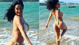 Scheila Carvalho de biquini na praia