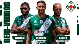 Com vistas à disputa da Série D, Tuna anuncia as chegadas de Willyam Maranhão, Pedrinho e Cássio.