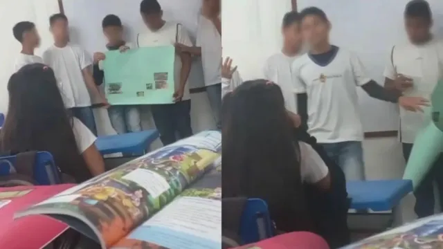 Imagem ilustrativa da notícia Imagens fortes: aluno golpeia colega em sala de aula; veja!