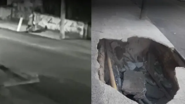 Imagem ilustrativa da notícia Vídeo: Irmãos caem dentro de buraco enquanto caminham 