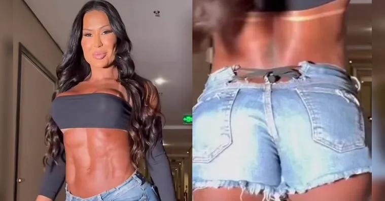 Imagem ilustrativa da notícia Bumbum de fora: short de Gracyanne quase "explode"