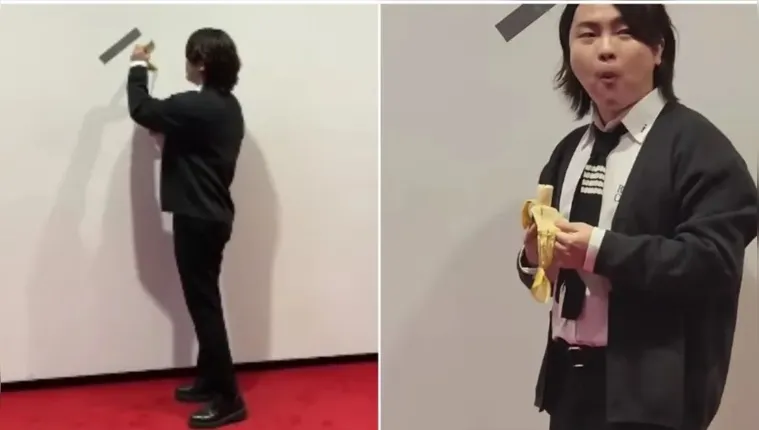 Imagem ilustrativa da notícia  Vídeo: jovem come banana de obra de arte de museu na Coreia