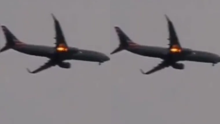 Imagem ilustrativa da notícia Vídeo: avião colide com ganso e motor pega fogo no ar 