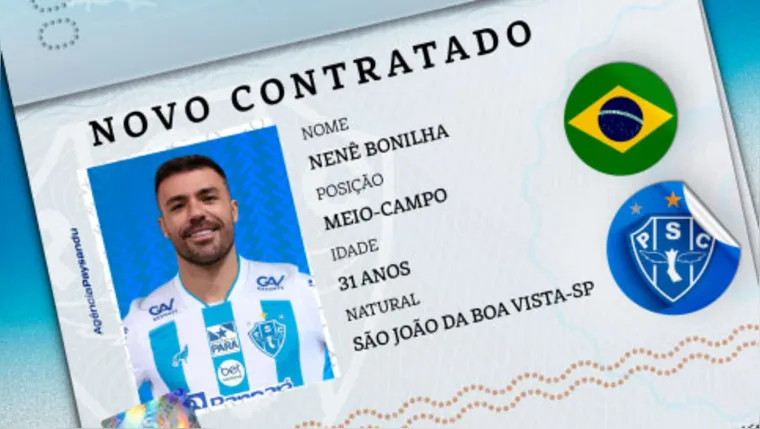 Imagem ilustrativa da notícia Paysandu confirma a contratação de Nenê Bonilha para Série C