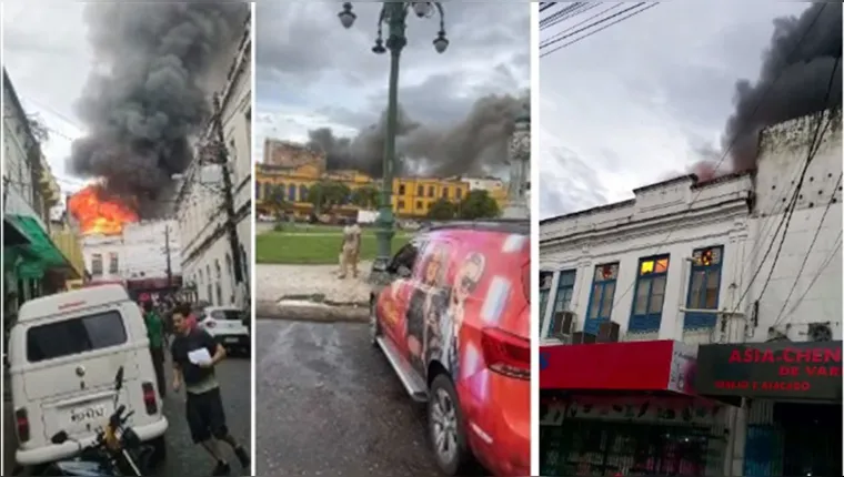 Imagem ilustrativa da notícia Veja o vídeo: Fogo atinge lojas no centro comercial de Belém