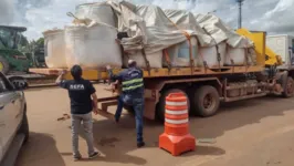 O caminhão que transportava o fertilizante parou na unidade da Sefa e apresentou nota fiscal referente a 2.780 kg, mas havia mais 2.760 kg não declarados.