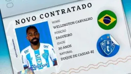 Ex-zagueiro de Ponte Preta, CRB e Coritiba, Wellington Carvalho deve ser apresentado nos próximos dias na Curuzu.