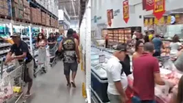 Extensa fila que se formou no corredor do supermercado era pra comprar peça de picanha a R$ 29,90 o quilo
