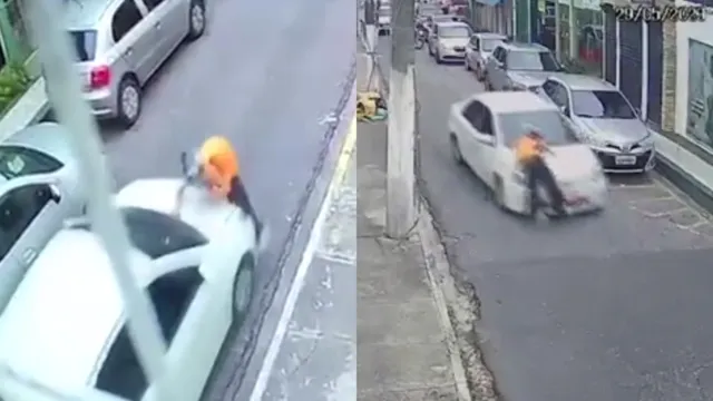 Imagem ilustrativa da notícia Vídeo: Mulher é atropelada e arrastada por táxi em Belém