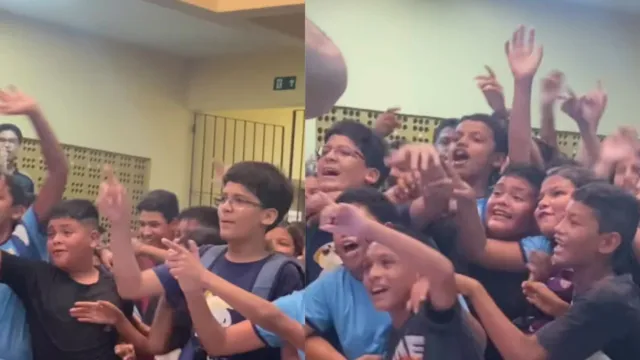 Imagem ilustrativa da notícia Vídeo: alunos deliram com "marcante" em escola de Belém