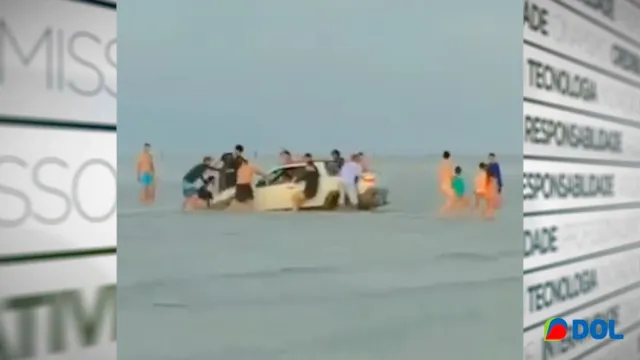 Imagem ilustrativa da notícia Veja o vídeo! Carro atola na praia do Atalaia em Salinópolis