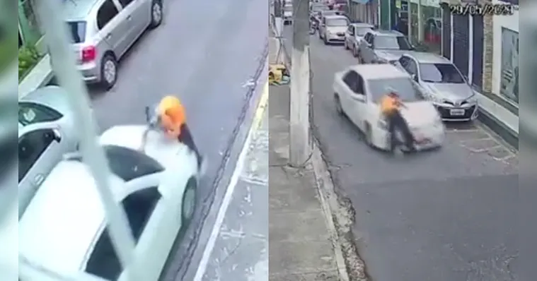 Imagem ilustrativa da notícia Vídeo: Mulher é atropelada e arrastada por táxi em Belém