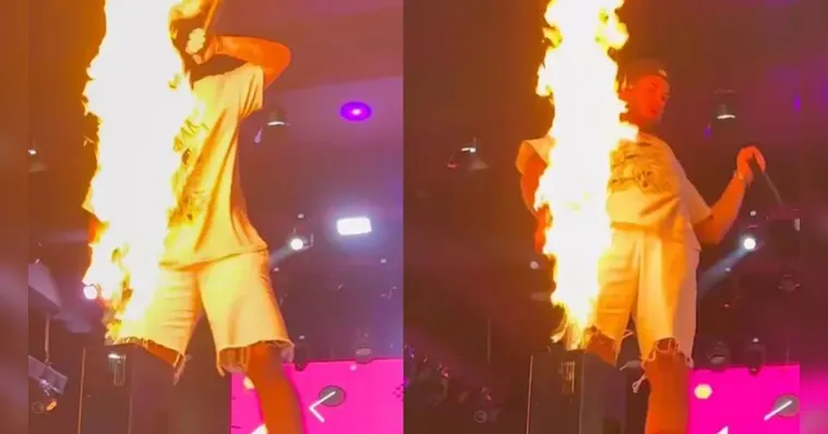 Imagem ilustrativa da notícia Por pouco! Zé Felipe quase queima o rosto em show no Pará
